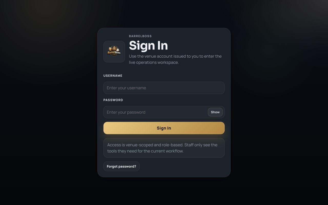 The public sign-in screen; the operations workspace requires an account.